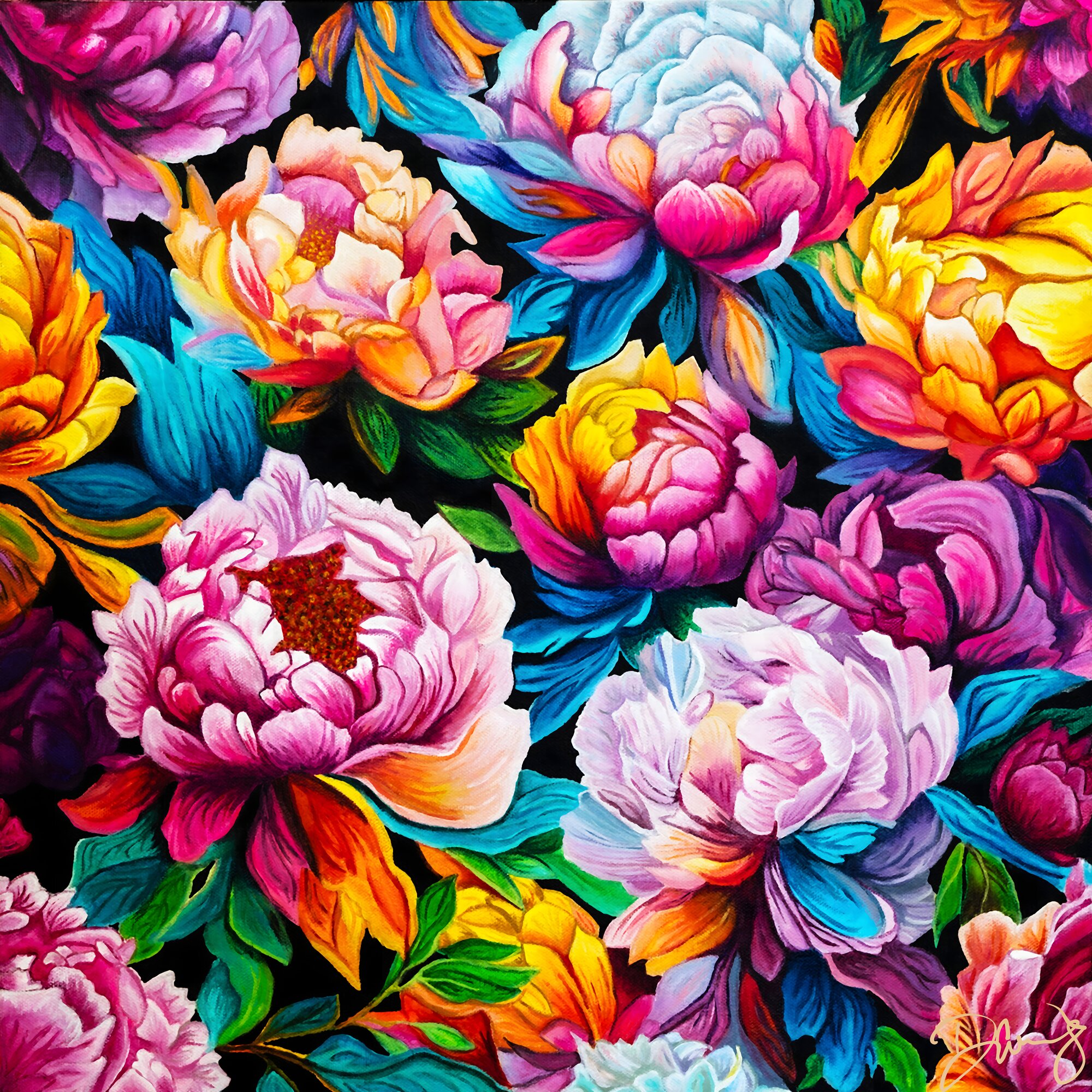 Neon Peonies